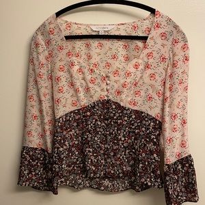 Designer top! Intermix size 4 floral two toned top